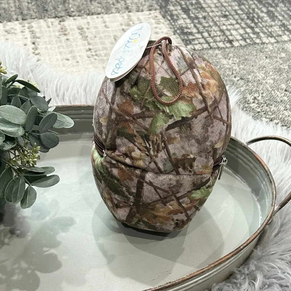 Wishpets Hidden Black Bear Inside Camouflage Zipped Egg Pouch NWT